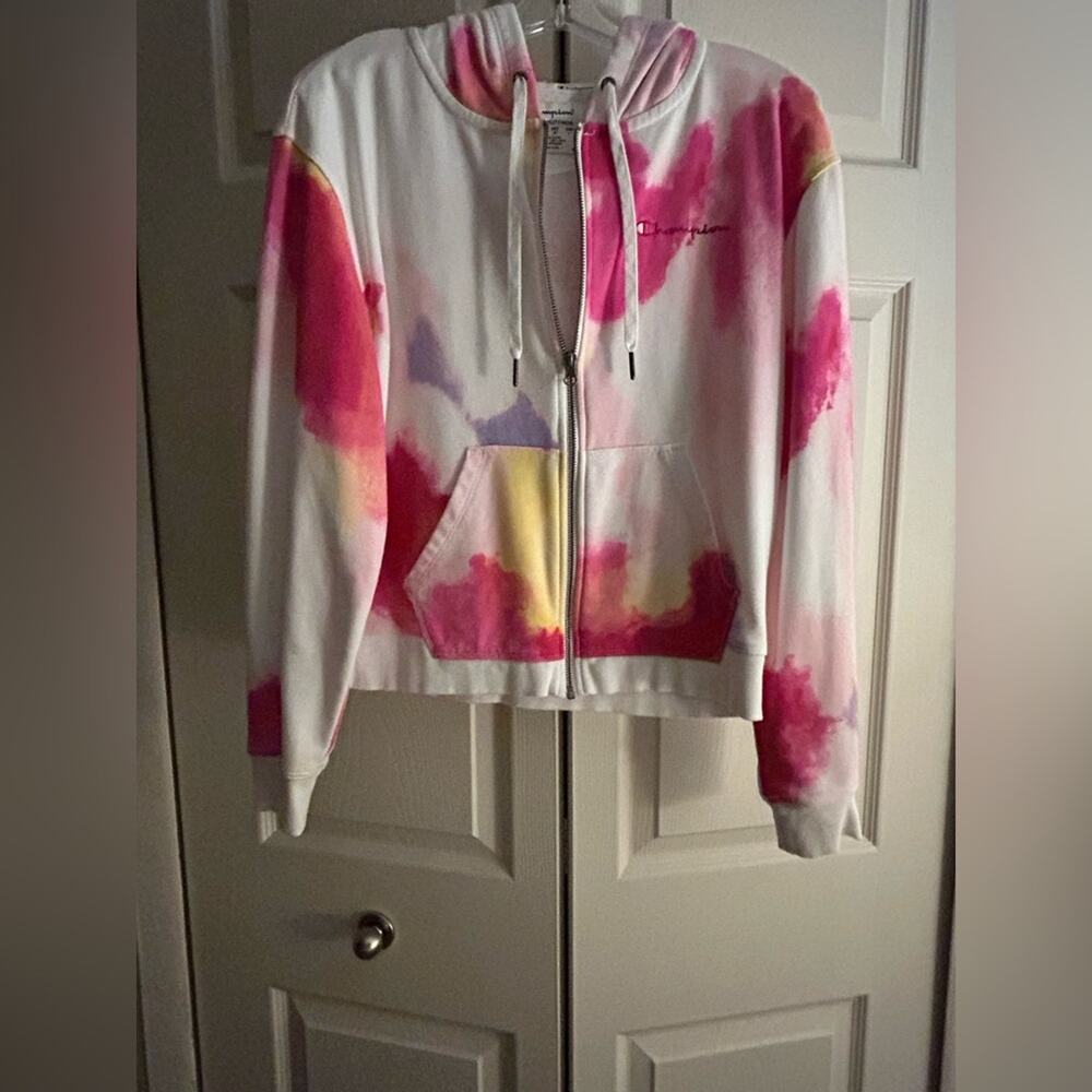 Champion Tie Dye Pink Zip Up Hoodie